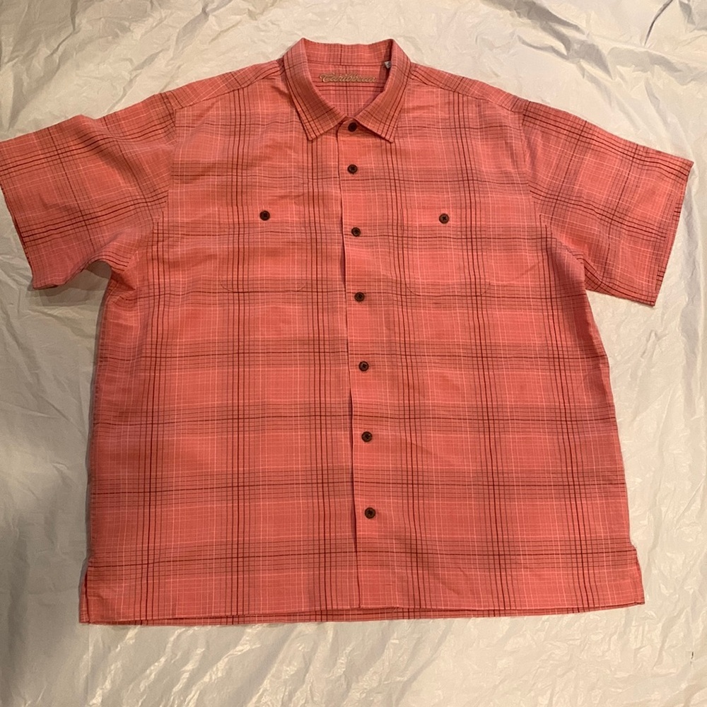 Caribbean Men’s  Short Sleeves Button Up Shirt Size XL